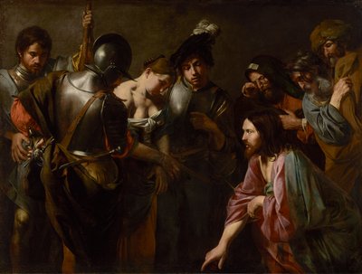 Kristus a cizoložnice, kolem 1620 od Valentin de Boulogne